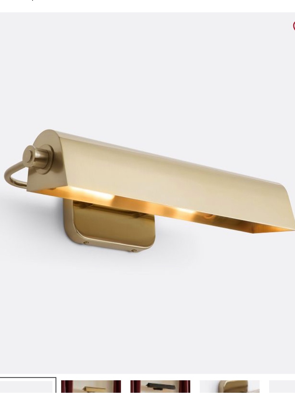 Rejuvenation Darla Picture Light Lamp, Brass, 18”, Art Lighting, light scuffs